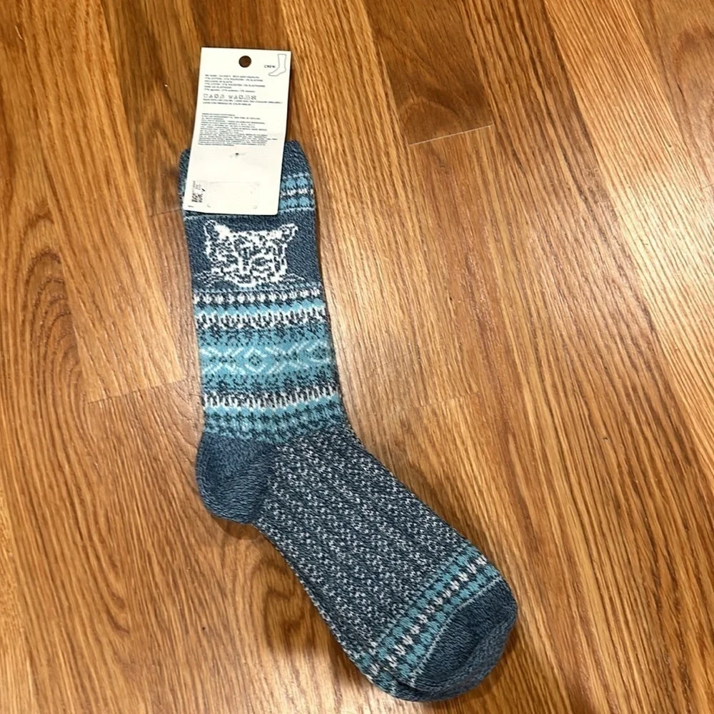 American Eagle crew socks blue white one size dog sock cotton new with tags